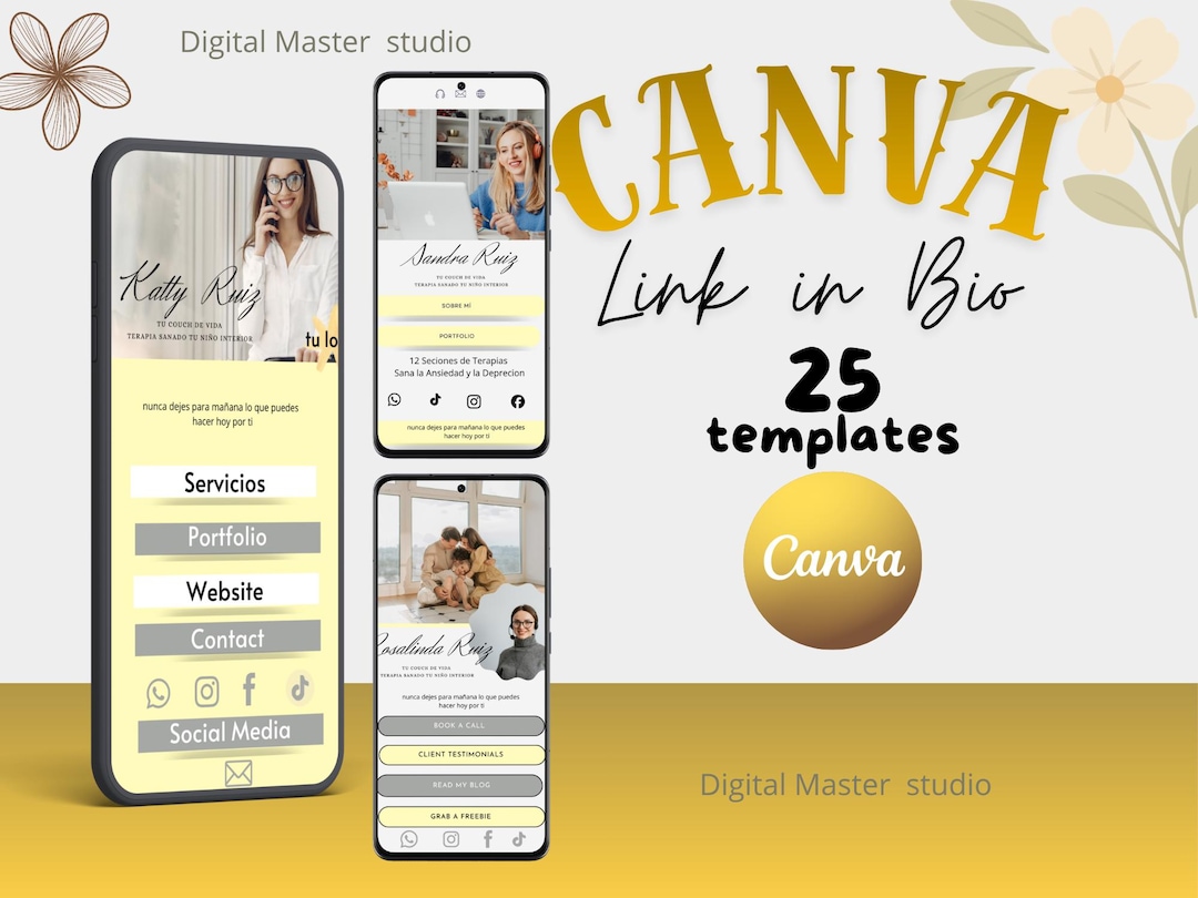 25 Link in Bio Templates Canva | Editable Instagram Bio Pack | Branding ...