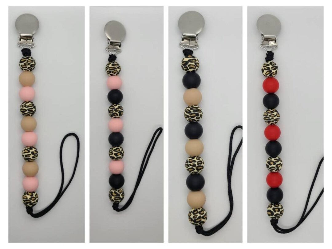 Leopard Print Pink Pacifier Clip Holder Baby Shower Gift Etsy