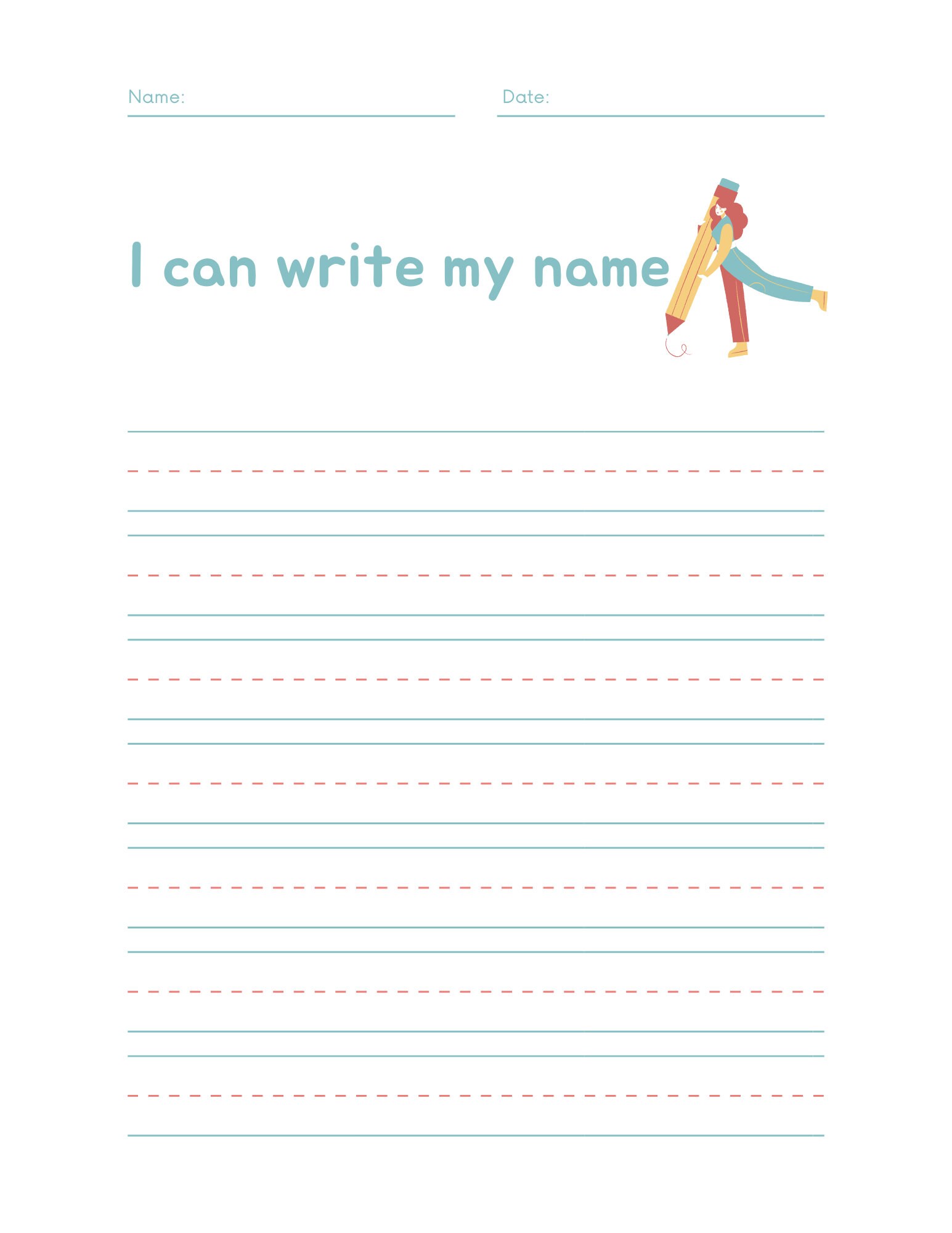 I Can Write My Name Worksheet Etsy UK