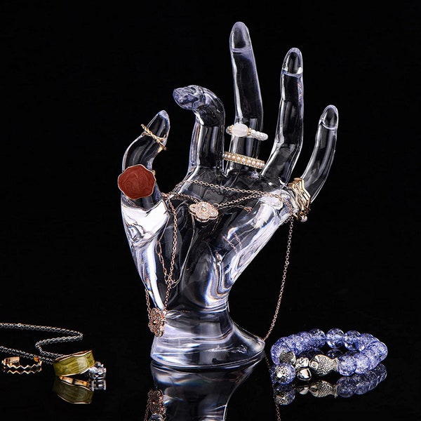 Clear and Chic: Mannequin Hand Jewelry Display, Bracelet Ring & Necklace Holder