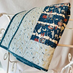 Handmade Woodland Owl Baby Quilt: Gender Neutral Nursery Decor