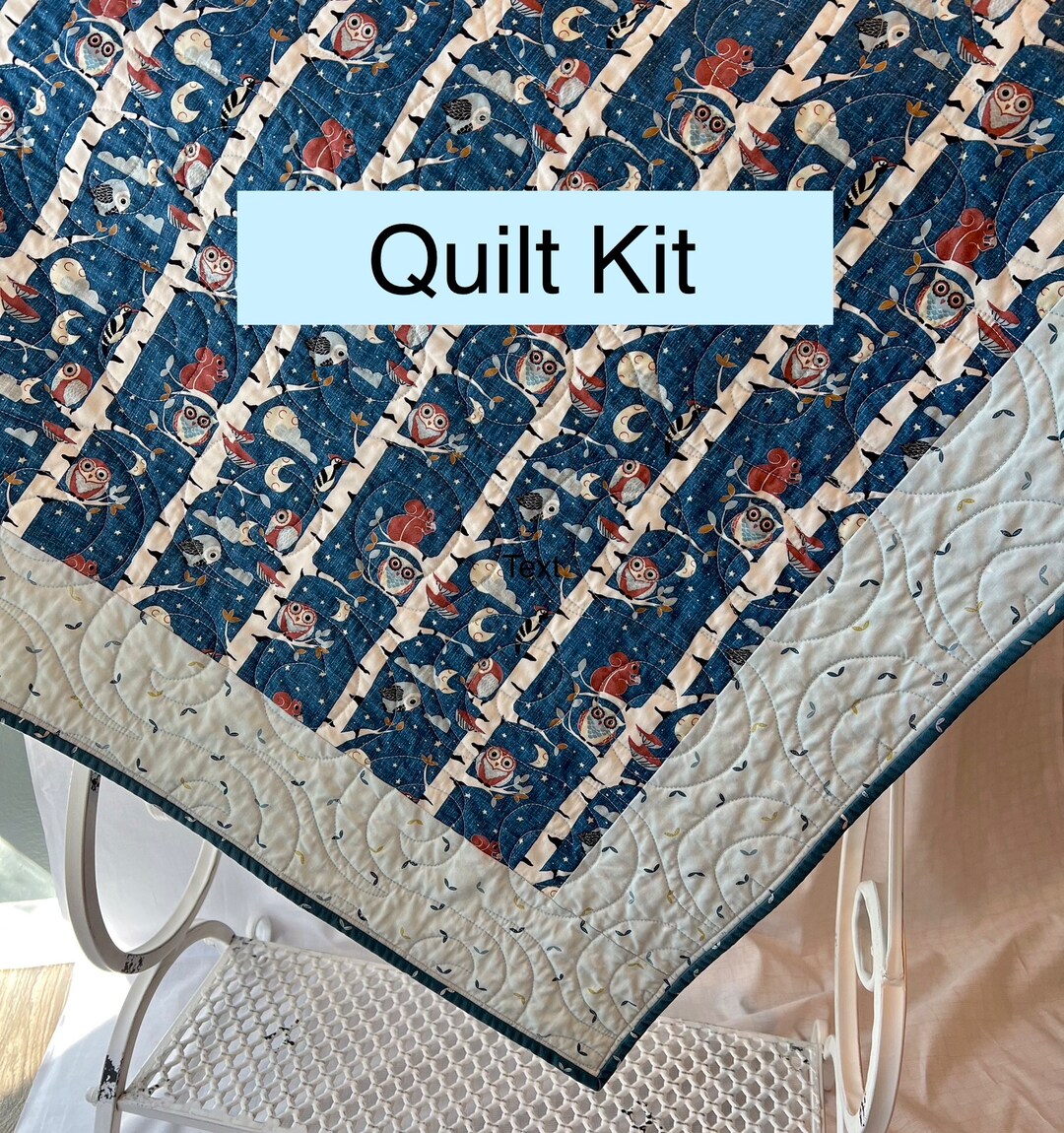 Baby Quilt Kit, Precut Quilt Fabric, Woodland Owl Baby Quilt, Gender