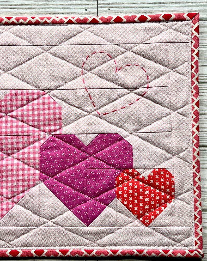 Heart Wall Hanging, Valentines Day Decor, Wall Mini Quilt, Table Topper ...