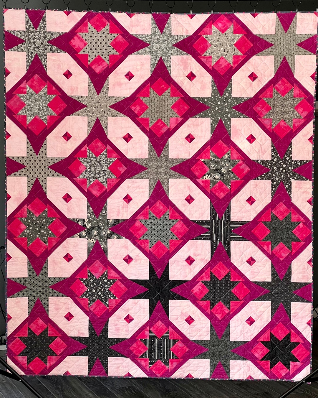 Handmade Star Quilt Throw Size Ombré Quilt Ready to Ship Etsy