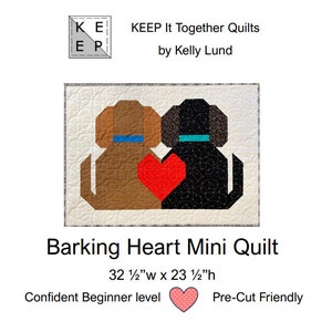 Barking Heart Mini Quilt Pattern, Dog Quilt