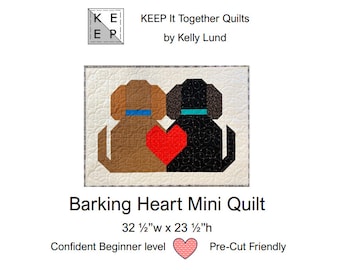 Barking Heart Mini Quilt Pattern, Dog Quilt