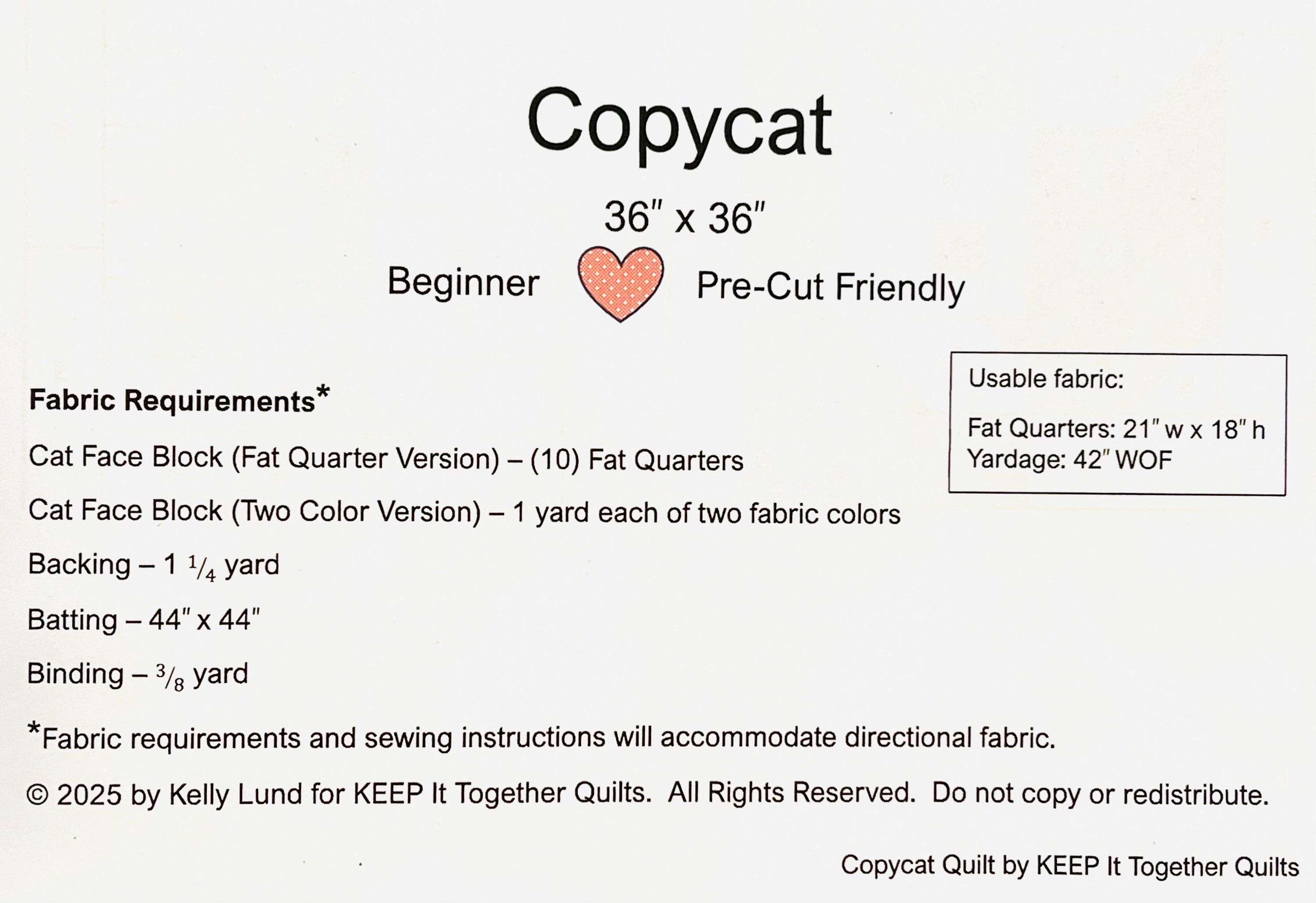 Copycat Quilt Pattern, Cat Quilt - Etsy