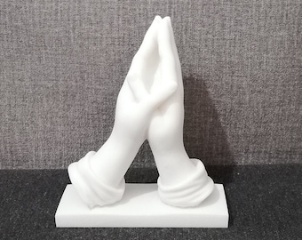 Praying Hands Alabaster Sculpture | Handmade Religious Gift (5.31in)