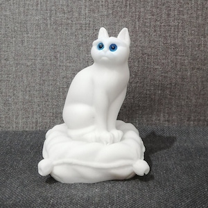 Cat on a Pillow 11cm-4.33in Beautiful Handmade Greek Sculpture Home Decor White Marble & Alabaster Free Shipping - Free Tracking Number