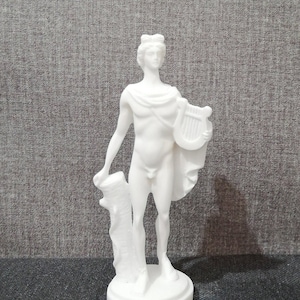 Apollo - Greek Roman god of Archery, Music and Dance 6.3in - 16cm Alabaster Handmade sculpture Free Shipping - Free Tracking Number