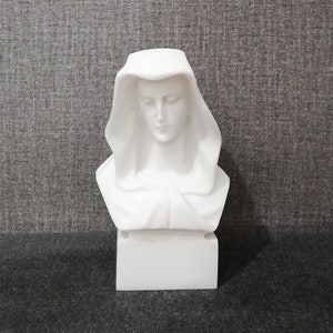 Virgin Mary Head Bust 12.5cm-4.92in Mother Of Jeasus -Madonna- Alabaster Handmade Sculpture White Marble Free Shipping-Free Tracking Number