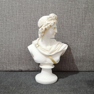 Apollo - Greek Roman God of Music Apollo Bust Head Alabaster Handmade sculpture 15.5cm-6.10in Free Shipping - Free Tracking Number