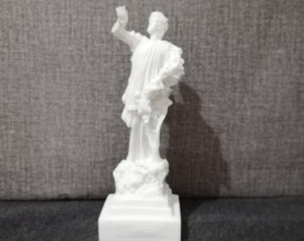 Dionysos, dieu grec romain des vendanges et du vin, sculpture faite main en albâtre, 16,5 cm à 6,5 po., marbre blanc, livraison gratuite - numéro de suivi gratuit