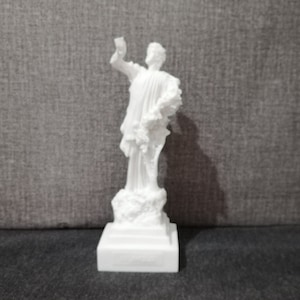 Dionysus Greek Roman God Of Grape-harvest & Wine Alabaster Handmade Sculpture 16.5cm-6.5in White Marble Free Shipping - Free Tracking Number