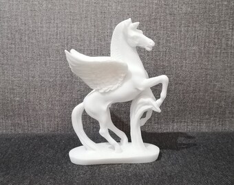 Alabaster Pegasus Statue – Greek Mythology Sculpture, Handmade