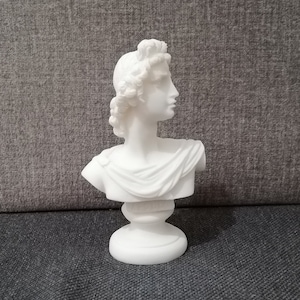 Apollo - Greek Roman God of Music Apollo Bust Head Alabaster Handmade sculpture 4.52in - 11.5cm Free Shipping - Free Tracking Number