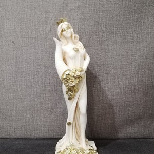 Fortuna Goddess Of Wealth Tyche Statue 29cm-11.41in Alabaster Handmade-Handpainted Sculpture Free Shipping - Free Tracking Number