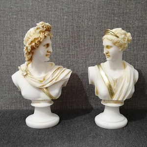 Artemis 15cm Bust Head Diana - Apollo 15.5cm Greek Roman God of Music Handmade-Handpainted Sculptures Free Shipping - Free Tracking Number