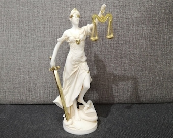 Themis Goddess Of Justice Greek Mythology 19.5cm-7.67in Alabaster & White Marble Handmade Sculpture Free Shipping - Free Tracking Number
