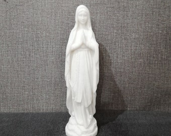 Virgin Mary 21.5cm-8.46in Mother Of Jeasus -Madonna- Alabaster Handmade Sculpture White Marble Free Shipping - Free Tracking Number