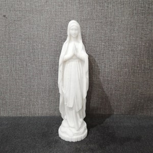 Virgin Mary 21.5cm-8.46in Mother Of Jeasus -Madonna- Alabaster Handmade Sculpture White Marble Free Shipping - Free Tracking Number