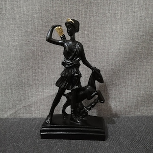 Artemis With Deer 15.5cm - 6.1in Ancient Greek Roman Goddess of the Hunt Alabaster Handmade Statue Free Shipping - Free Tracking Number