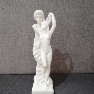 Oath to Love Statue 24cm-9.44in Famous Greek Statue Eros and Aphrodite Valentine&#39;s Gift Handmade Sculpture White Marble & Cast Alabaster