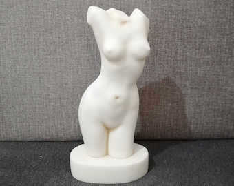 Handmade Alabaster Female Torso Sculpture: Modern Venus Art (7.87in)