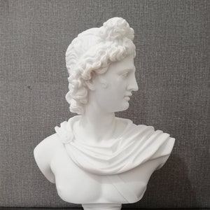Apollo - Greek Roman God of Music Apollo Bust Head Alabaster Handmade sculpture 12.4In - 31.5cm Free Shipping - Free Tracking Number