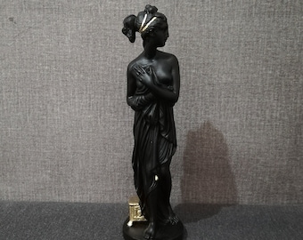 Handmade Alabaster Kore Statue: Ancient Greek Sculpture (9.25in)