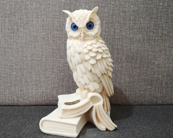 ギリシャのフクロウの彫刻 アテナのシンボル 精巧な手作りアラバスター