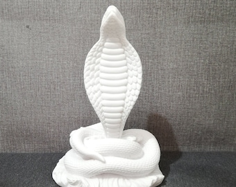 Sculpture faite main de cobra 24,5 cm-9,64 po. Statue grecque de serpent, décoration d'intérieur, statue en marbre blanc et albâtre coulé, livraison gratuite - numéro de suivi