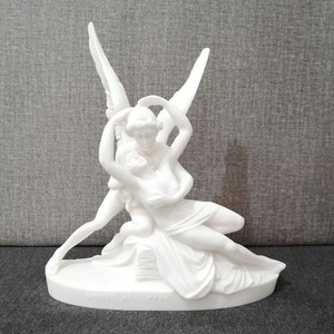 Cupid and Psyche by Antonio Canova 20.5cm - 8.07in Greek Handmade Sculpture White Cast Alabaster Free Shipping - Free Tracking Number