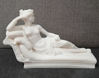 Pauline Bonaparte en Vénus Victrix - Antonio Canova - 13 cm H - 20 cm W albâtre fait main sculpture livraison gratuite - numéro de suivi gratuit