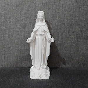 Virgin Mary Mother Of Jeasus -Madonna- Alabaster Handmade Sculpture 19cm-7.48in White Marble Free Shipping - Free Tracking Number
