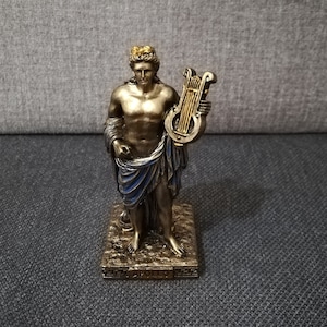 Apollo - Greek Roman God of Music Bronze Color Unique Details Small Figurine 9cm - 3.54in Free Shipping - Free Tracking Number