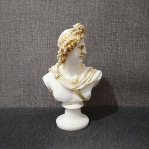 Apollo - Greek Roman God of Music Apollo Bust Head Alabaster Handmade sculpture 15.5cm-6.10in Free Shipping - Free Tracking Number