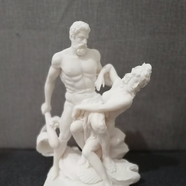 Hercule et Hésione, 26 cm - 10,23 po. Héros de la Grèce antique et princesse de Troie, statue faite main en albâtre, livraison gratuite - numéro de suivi gratuit