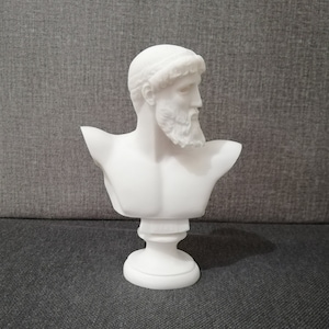 Zeus - Ancient Greek God - The King of the Gods Alabaster Handmade Sculpture 16cm-6.3in White Marble Free Shipping - Free Tracking Number