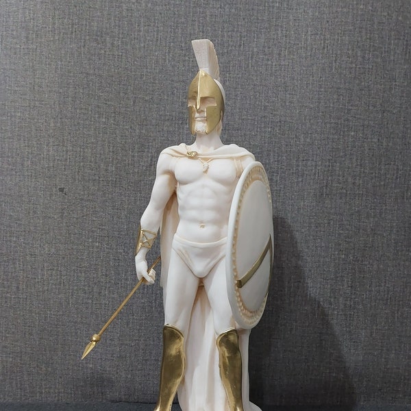 Statue de Leonidas, grec ancien, roi spartiate, guerrier grec, 34 cm - 13,38 po., albâtre, sculpture faite main, livraison gratuite - numéro de suivi gratuit