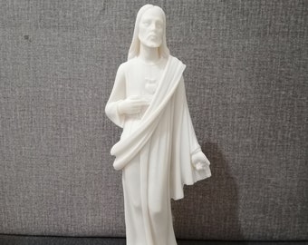 Handmade Alabaster Jesus Christ Statue - Religious Sculpture (26cm-10.23in)