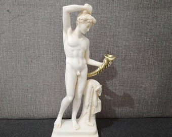 Handmade Alabaster Dionysus Sculpture: Greek God of Wine (25cm-9.84in)