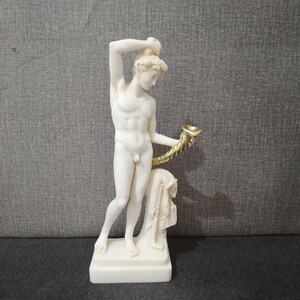 Dionysus Greek Roman God Of Grape-harvest and Wine Alabaster Handmade Sculpture 25cm-9.84inWhite Marble Free Shipping - Free Tracking Number