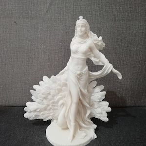 Hera Greek Roman Goddess of Marriage & Family Alabaster Handmade Sculpture 25.5cm-10.03in White Marble Free Shipping - Free Tracking Number