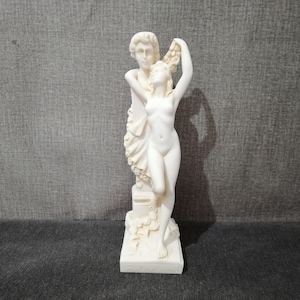 Oath to Love Statue 24cm-9.44in Famous Greek Statue Eros and Aphrodite Valentine&#39;s Gift Handmade Sculpture White Marble & Cast Alabaster