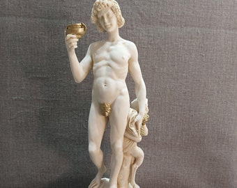Handmade Alabaster Dionysus Statue – Greek God Sculpture (13.38in)