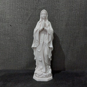 Virgin Mary Mother Of Jeasus Pray  -Madonna- Alabaster Handmade Sculpture 28cm-11.02in White Marble Free Shipping - Free Tracking Number