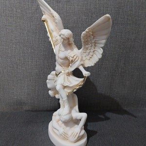 Archangel Michael 27.7cm 10.90in Religious Statue White Marble & Cast ...