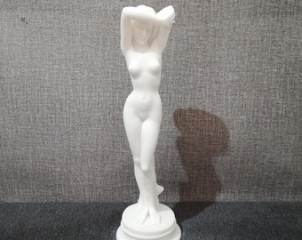 Alabaster Venus Figurine: Handmade Greek Goddess Sculpture (9.25in)