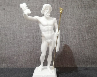 ゼウスと鷲のアラバスター彫刻 - 古代ギリシャの神の像（7.67インチ
